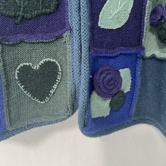 VTG April Cornell Cardigan Sweater Womens M / L Wool Knit Patchwork Embroidered - Picture 4 of 12